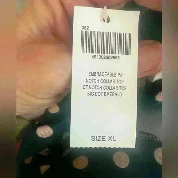 Soma pajama top. NWT XL. Super soft. Green with tan polka dots. - Picture 7 of 7